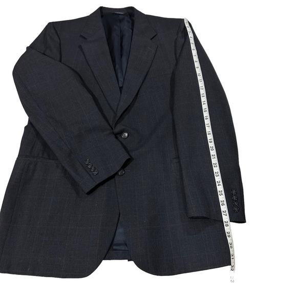 Kuppenheimer Made in USA Smoky Blue Plaid 100% Wool 2 Button Suit Jacket Sz 44L - Picture 14 of 15